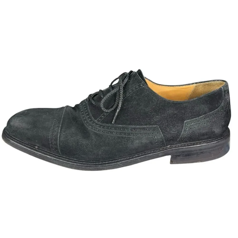 Vintage Mezlan Men’s Geneva Black Nubuck Suede Cap Toe Oxfords Size US 11.5